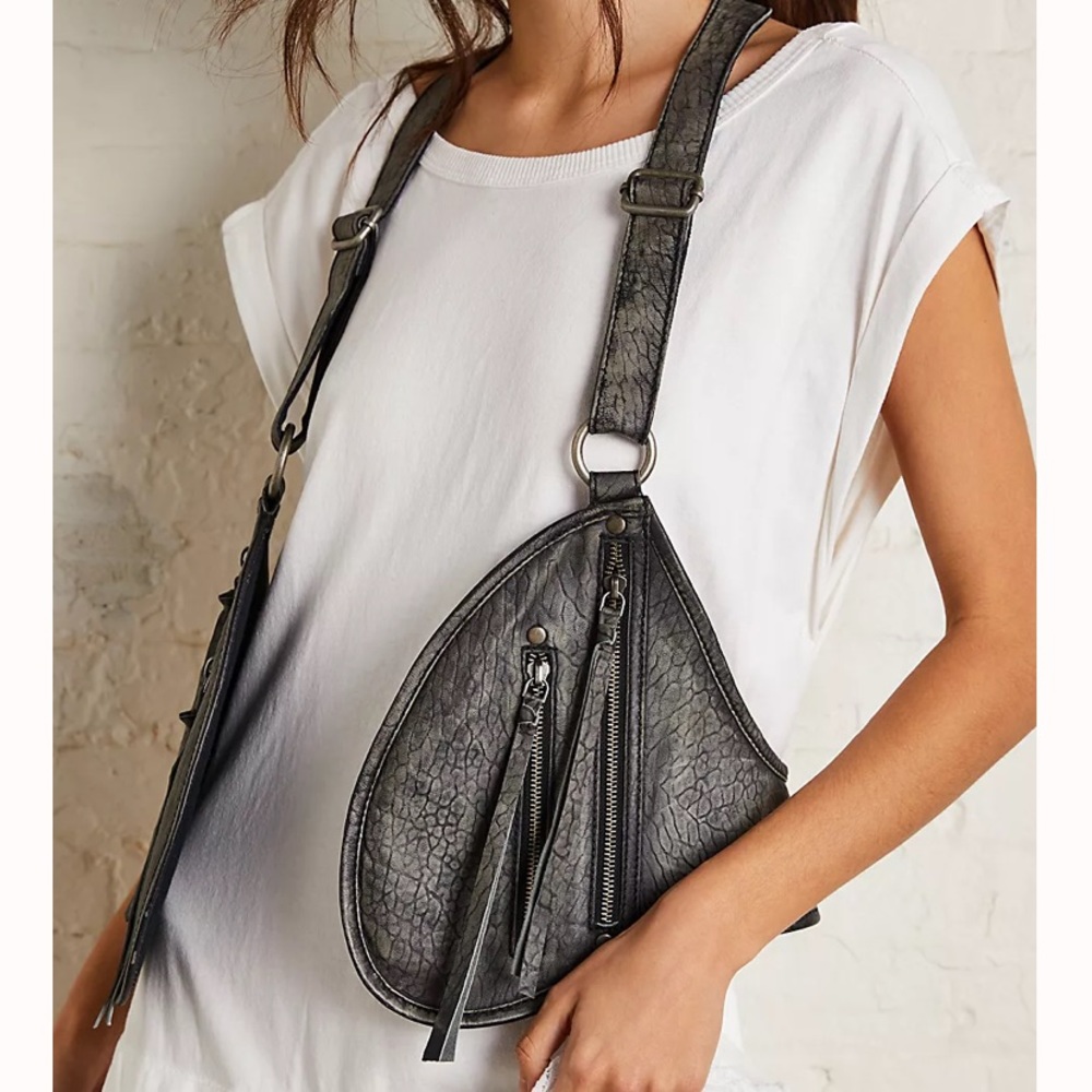 Free People Olympia Leather Harness Washed Black